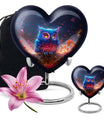 heart-shaped owl urn for adult male's ashes