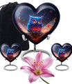 heart-shaped owl urn for adult male's ashes