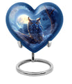 Large 10-inch aluminum Owl urn featuring heart design, 