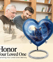 Large 10-inch aluminum Owl urn featuring heart design, 