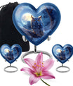 Large 10-inch aluminum Owl urn featuring heart design, 