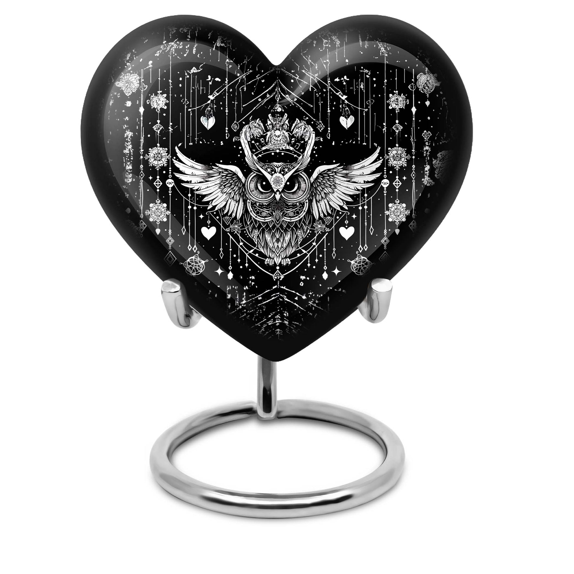 heart-shaped owl urn