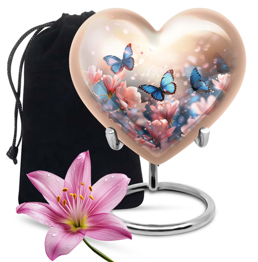  heart shaped butterfly funeral urn for men