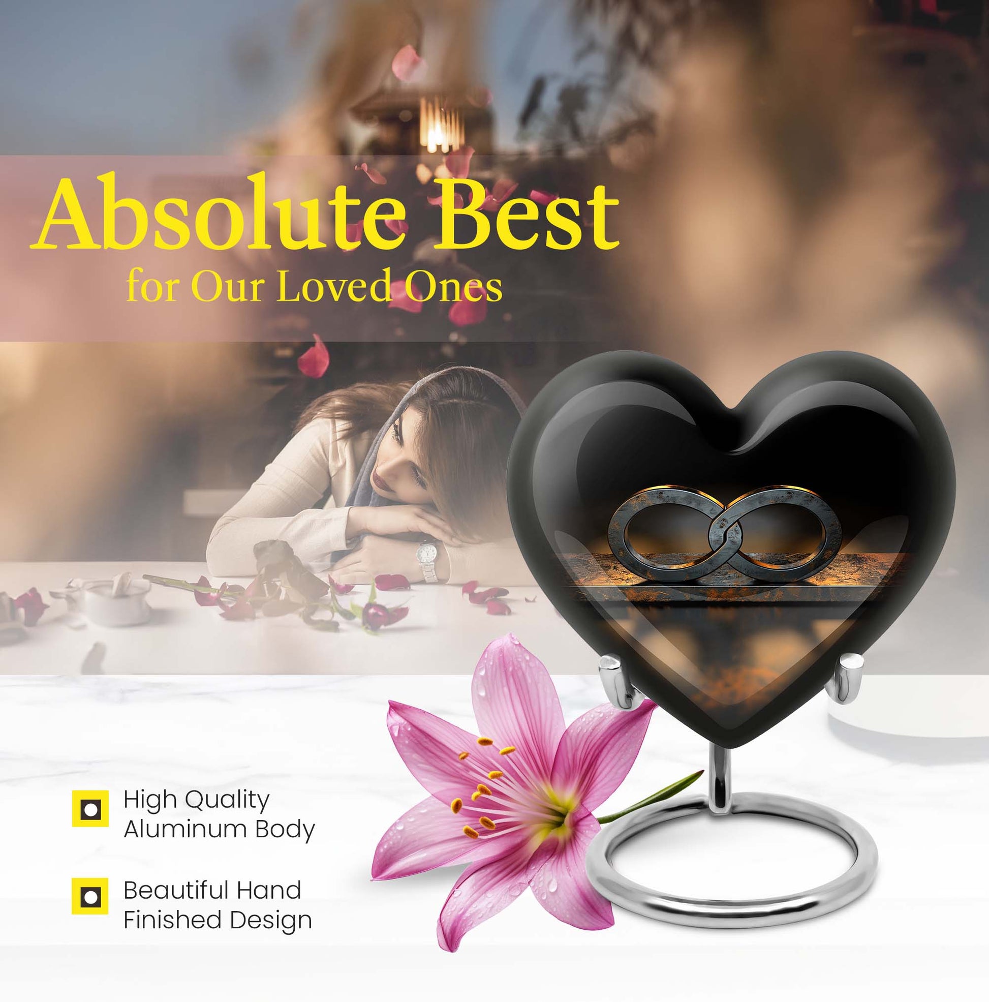 10-inch heart-shaped Catholic cremation urn