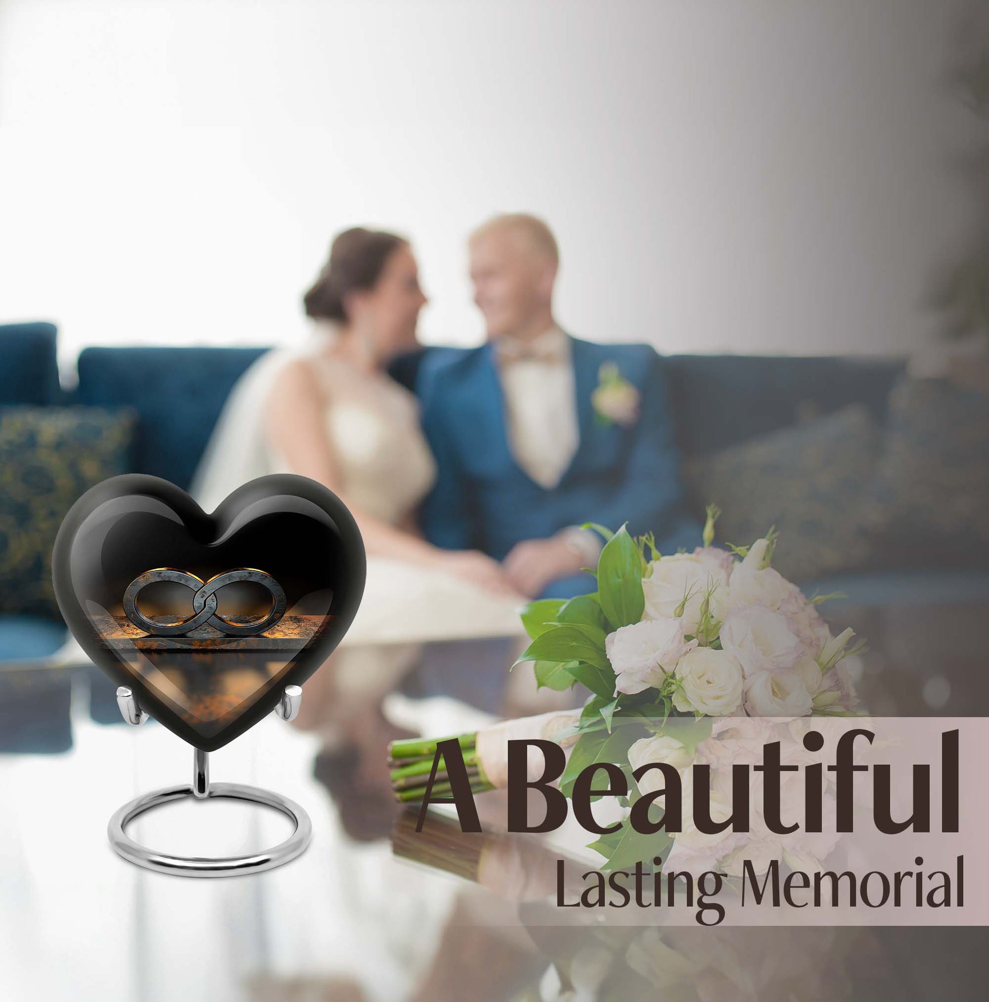 10-inch heart-shaped Catholic cremation urn