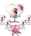 Abstract design 10-inch heart-shaped humming bird urn