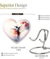 Abstract design 10-inch heart-shaped humming bird urn