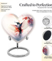 Abstract design 10-inch heart-shaped humming bird urn