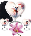 Abstract design 10-inch heart-shaped humming bird urn