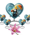 Puffin Bird Heart Memorial Urn