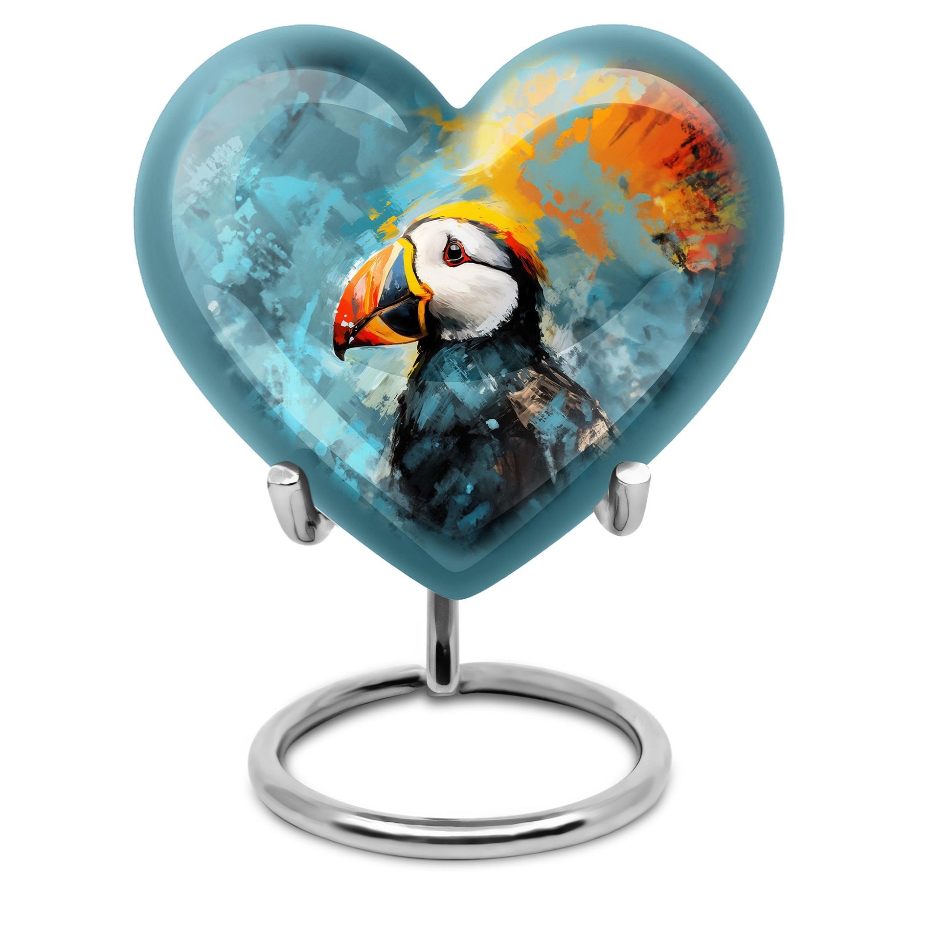 Puffin Bird Heart Memorial Urn