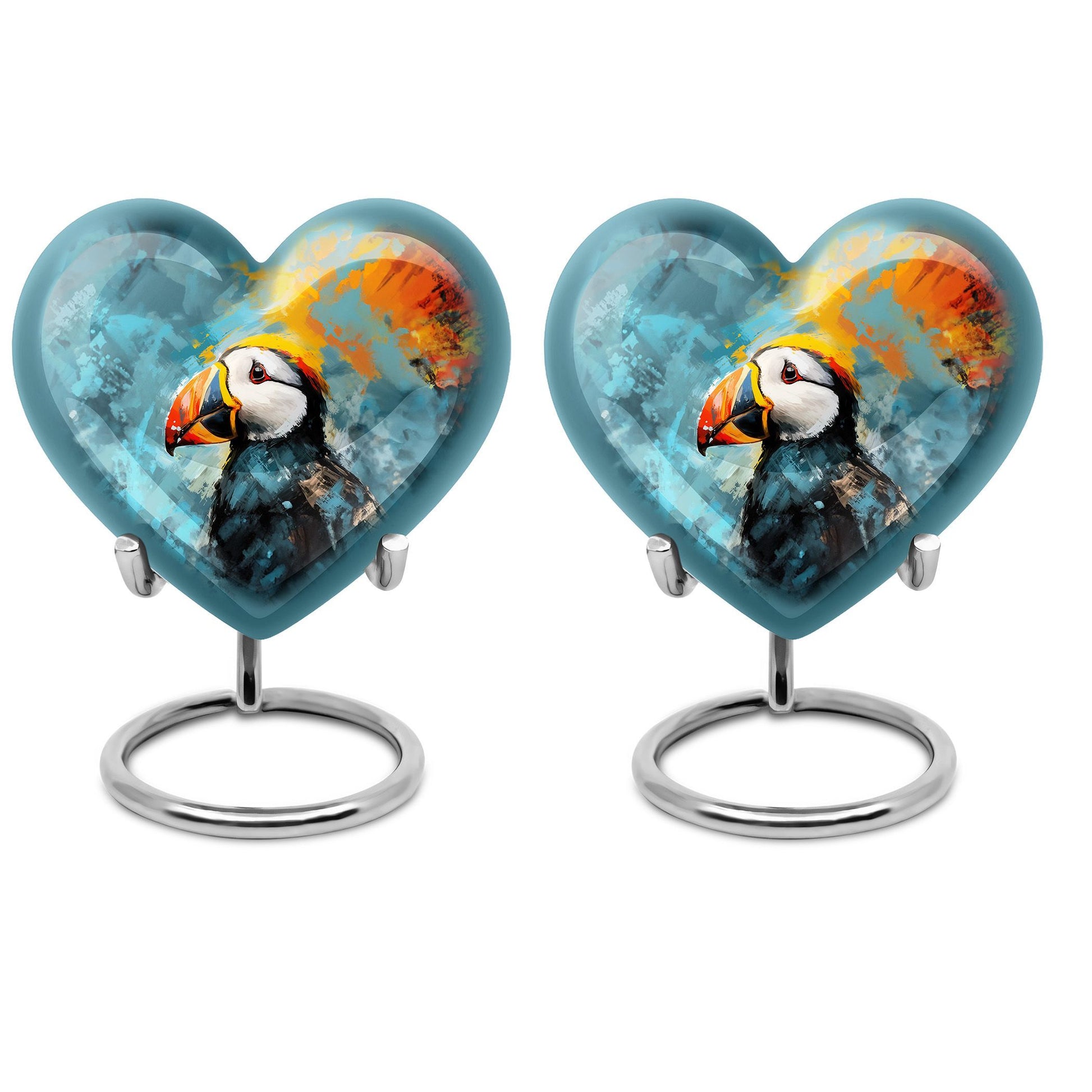 Puffin Bird Heart Memorial Urn