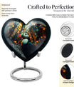 Puffin Bird heart-shaped memorial urn for human ashes