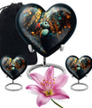 Puffin Bird heart-shaped memorial urn for human ashes