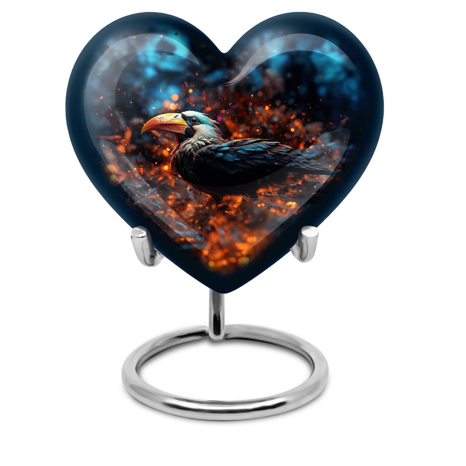 Heart Design Puffin Bird Urn