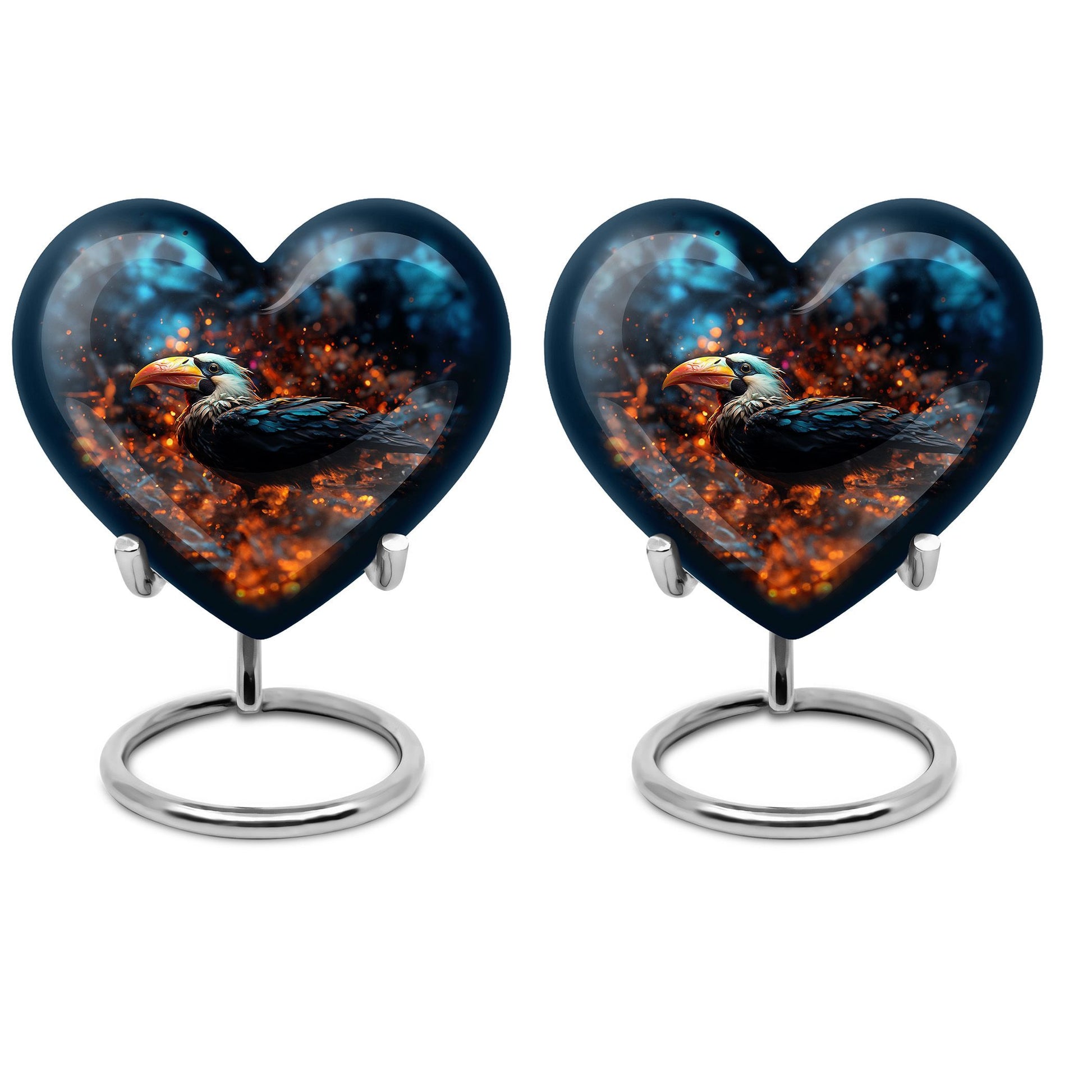 Heart Design Puffin Bird Urn