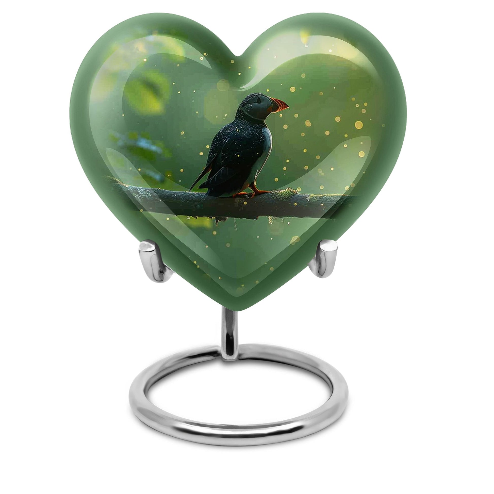 heart shaped Puffin Bird Urn