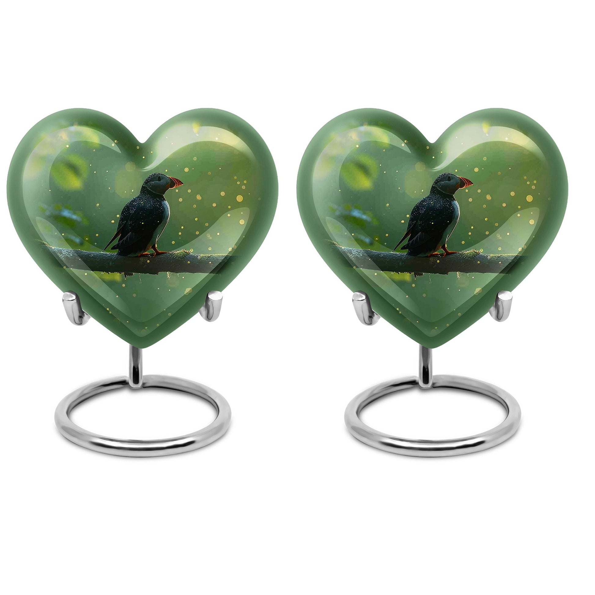 heart shaped Puffin Bird Urn