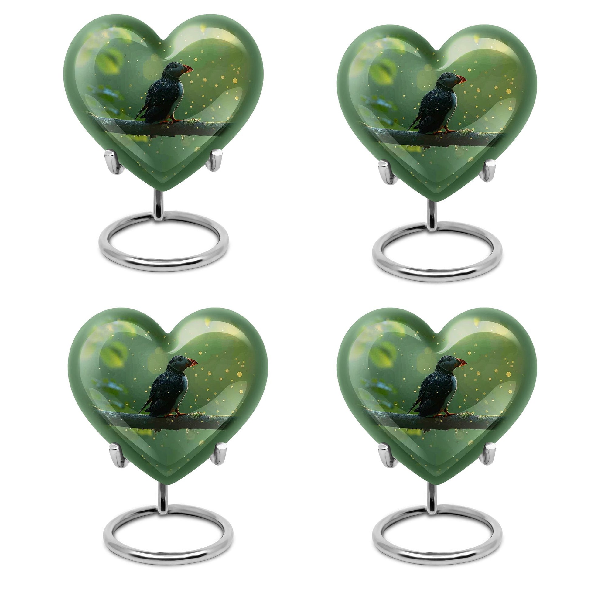 heart shaped Puffin Bird Urn