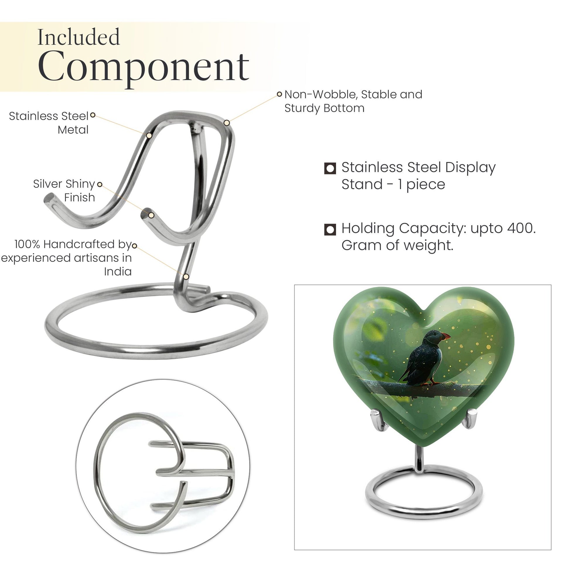 heart shaped Puffin Bird Urn