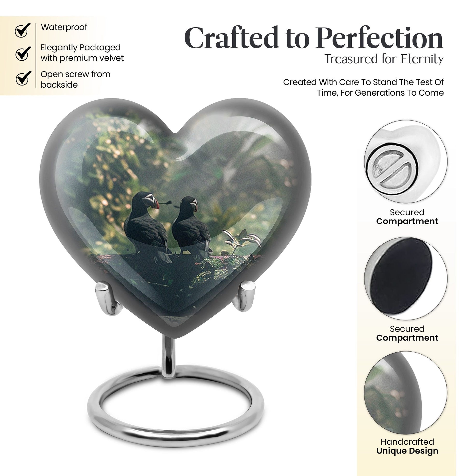 Puffin Bird Heart Urn