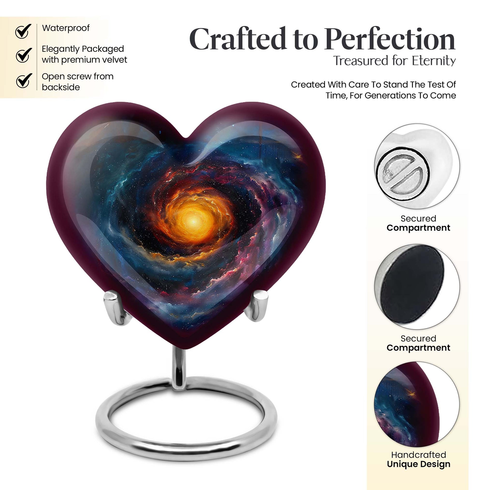 10-Inch heart shaped Galaxy Urn