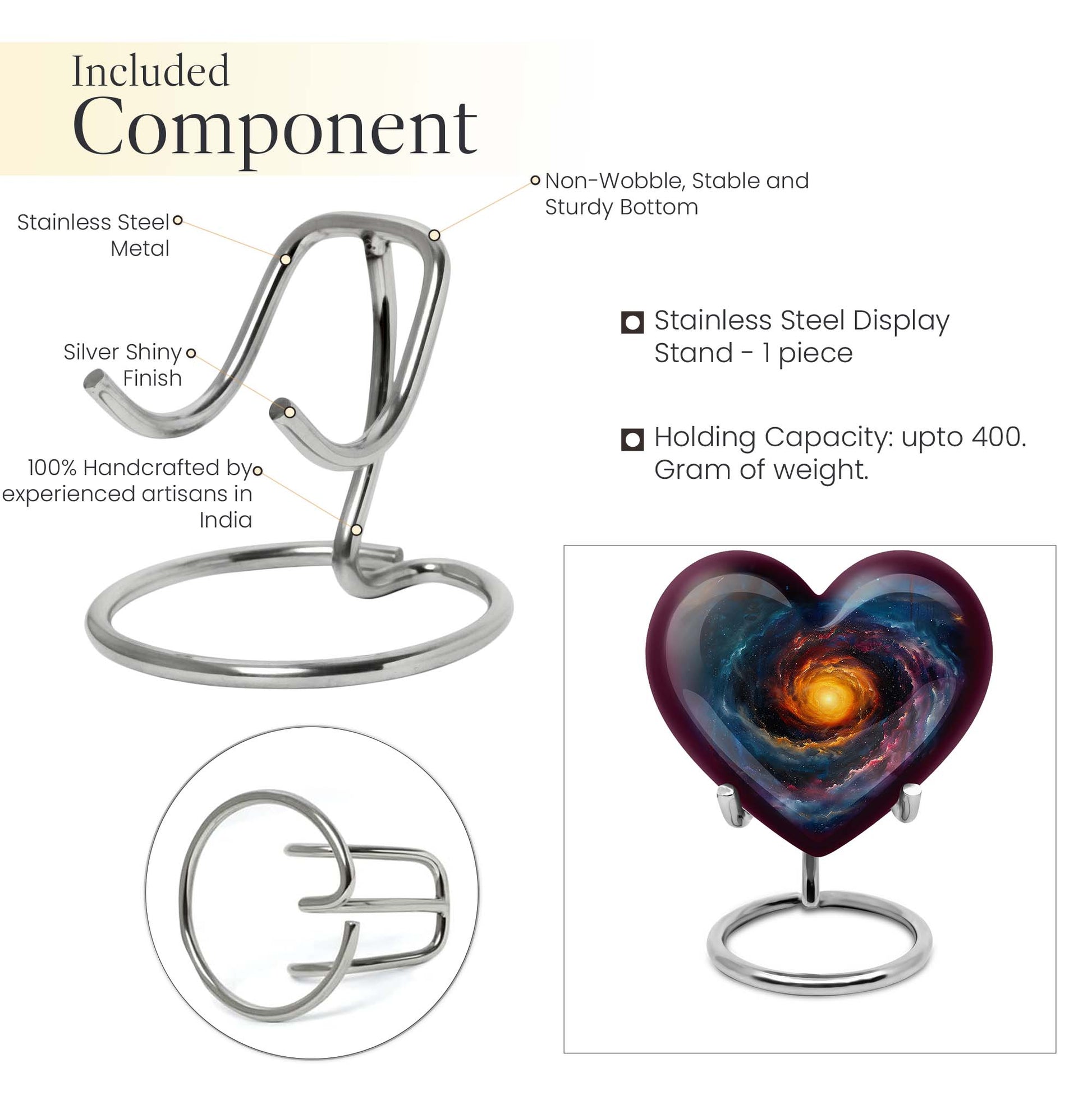 10-Inch heart shaped Galaxy Urn