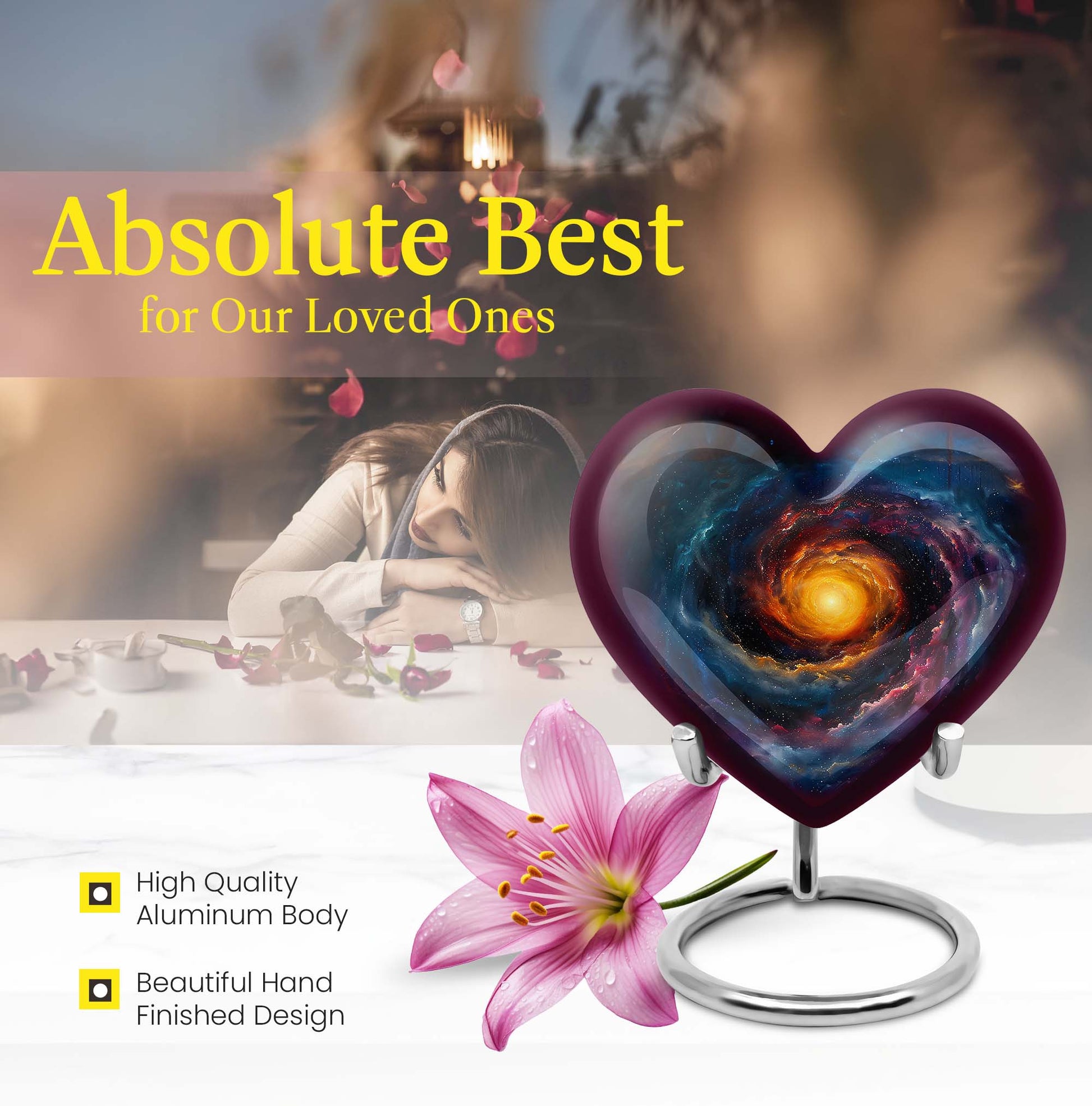 10-Inch heart shaped Galaxy Urn