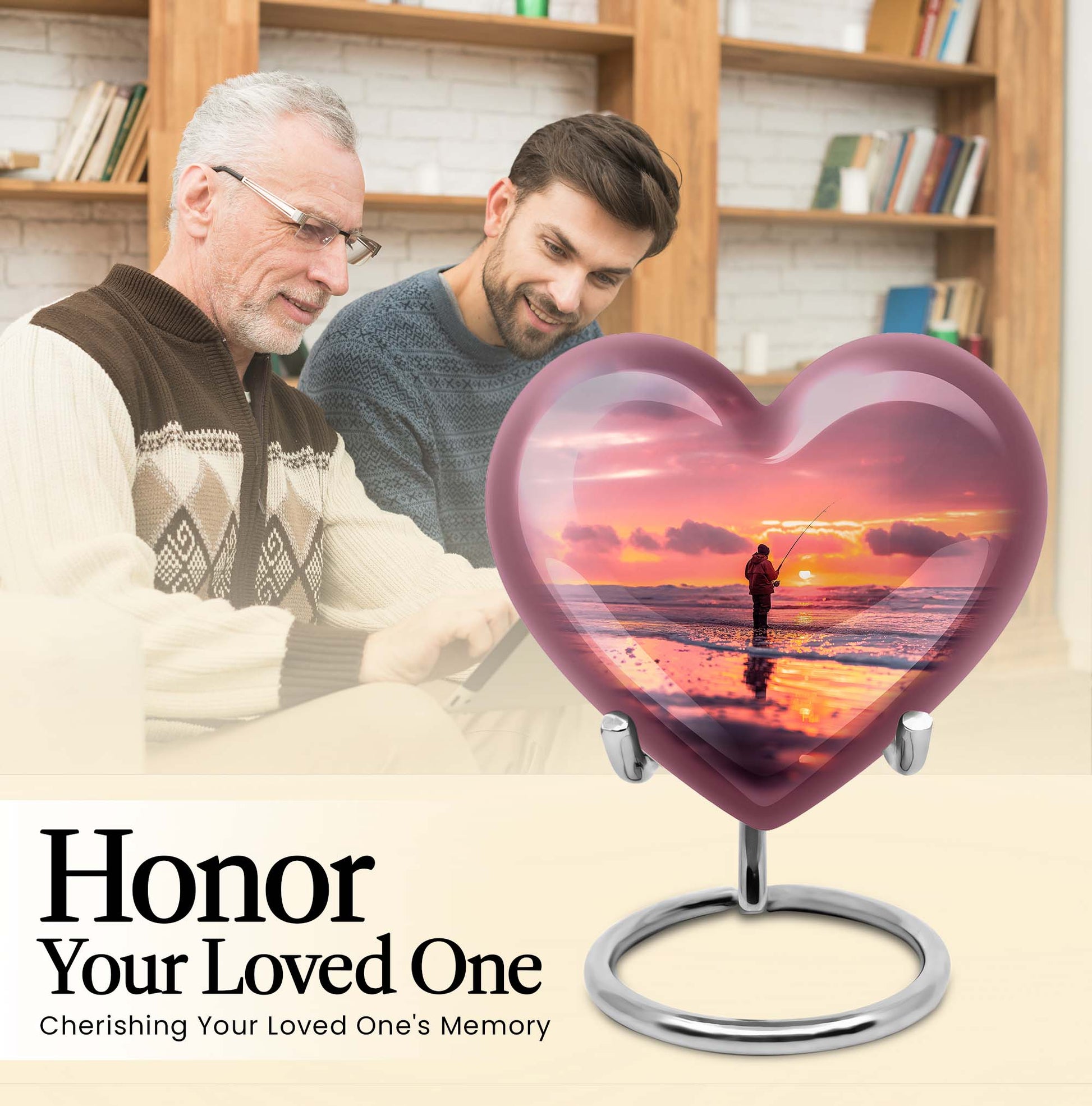 heart shaped fishing urn