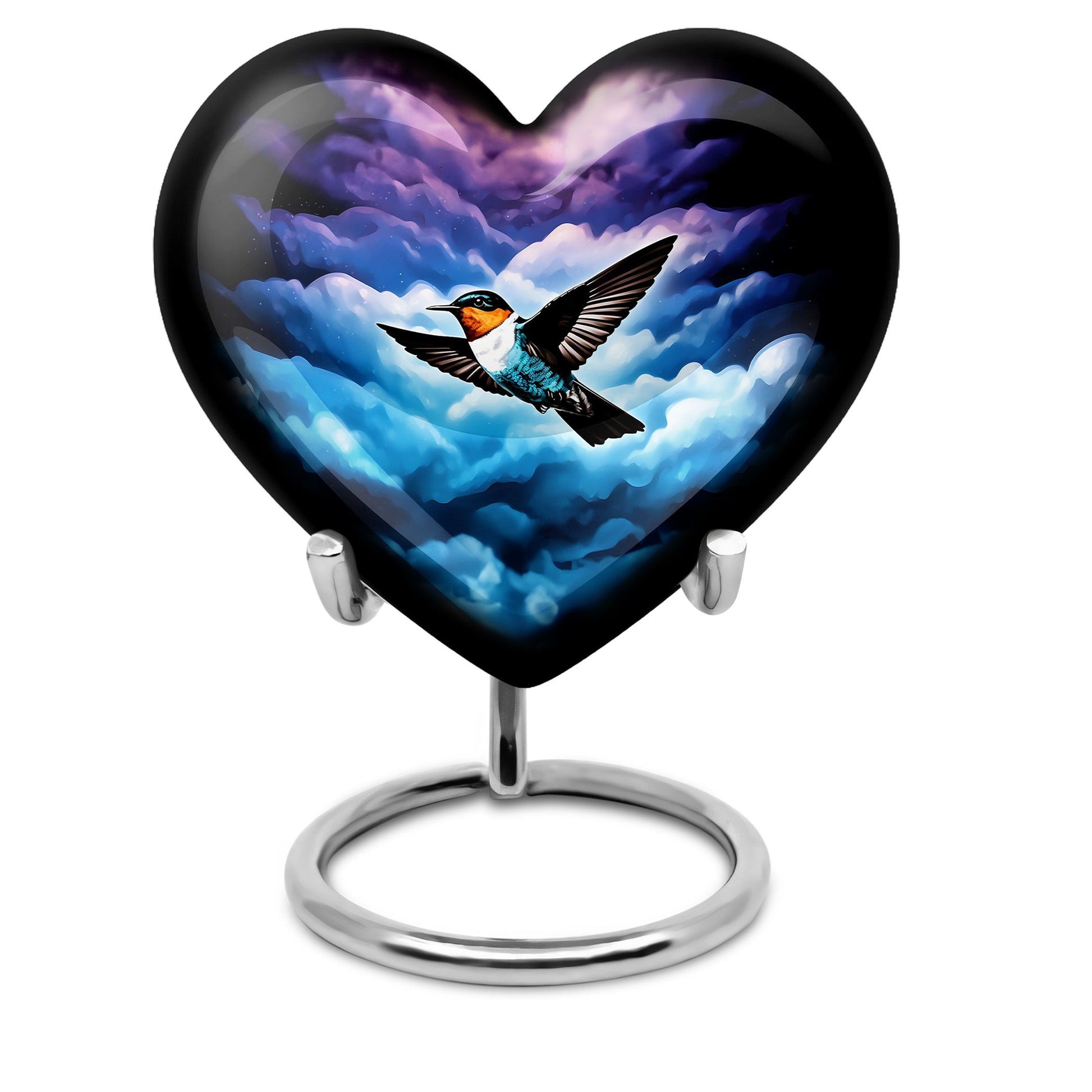 Heart-shaped humming bird urn