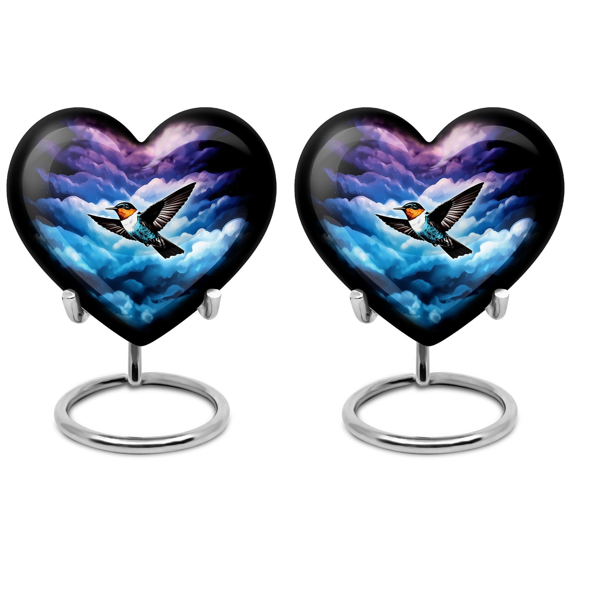 Heart-shaped humming bird urn