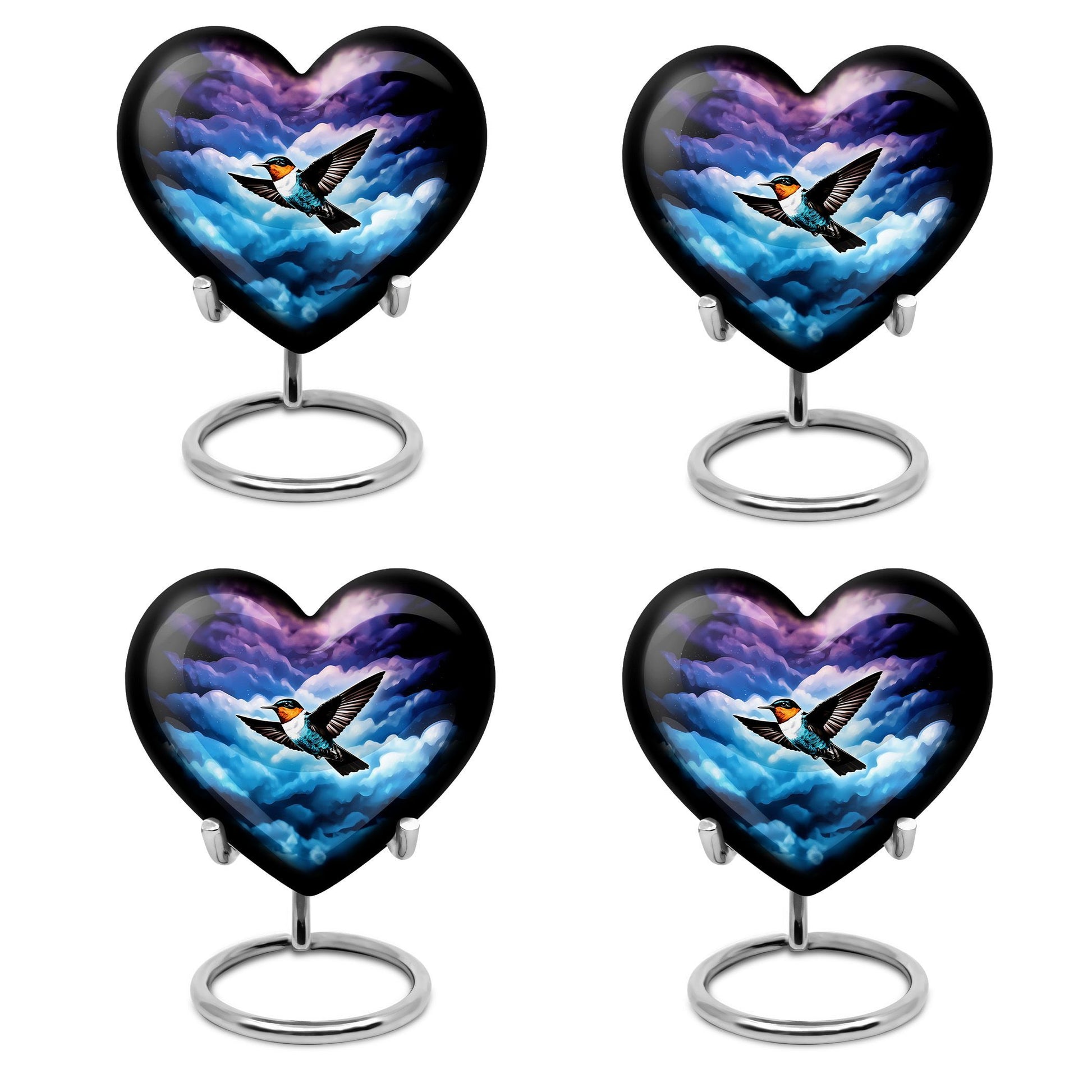 Heart-shaped humming bird urn