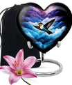 Heart-shaped humming bird urn