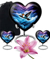 Heart-shaped humming bird urn