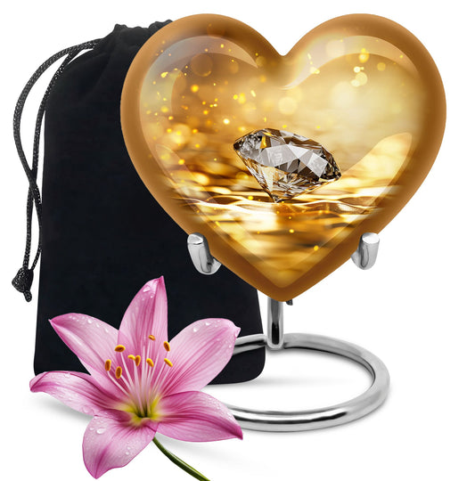 Heart-shaped diamond urn for men