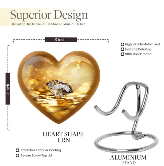 Heart-shaped diamond urn for men