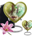 white heart-shaped cat urn