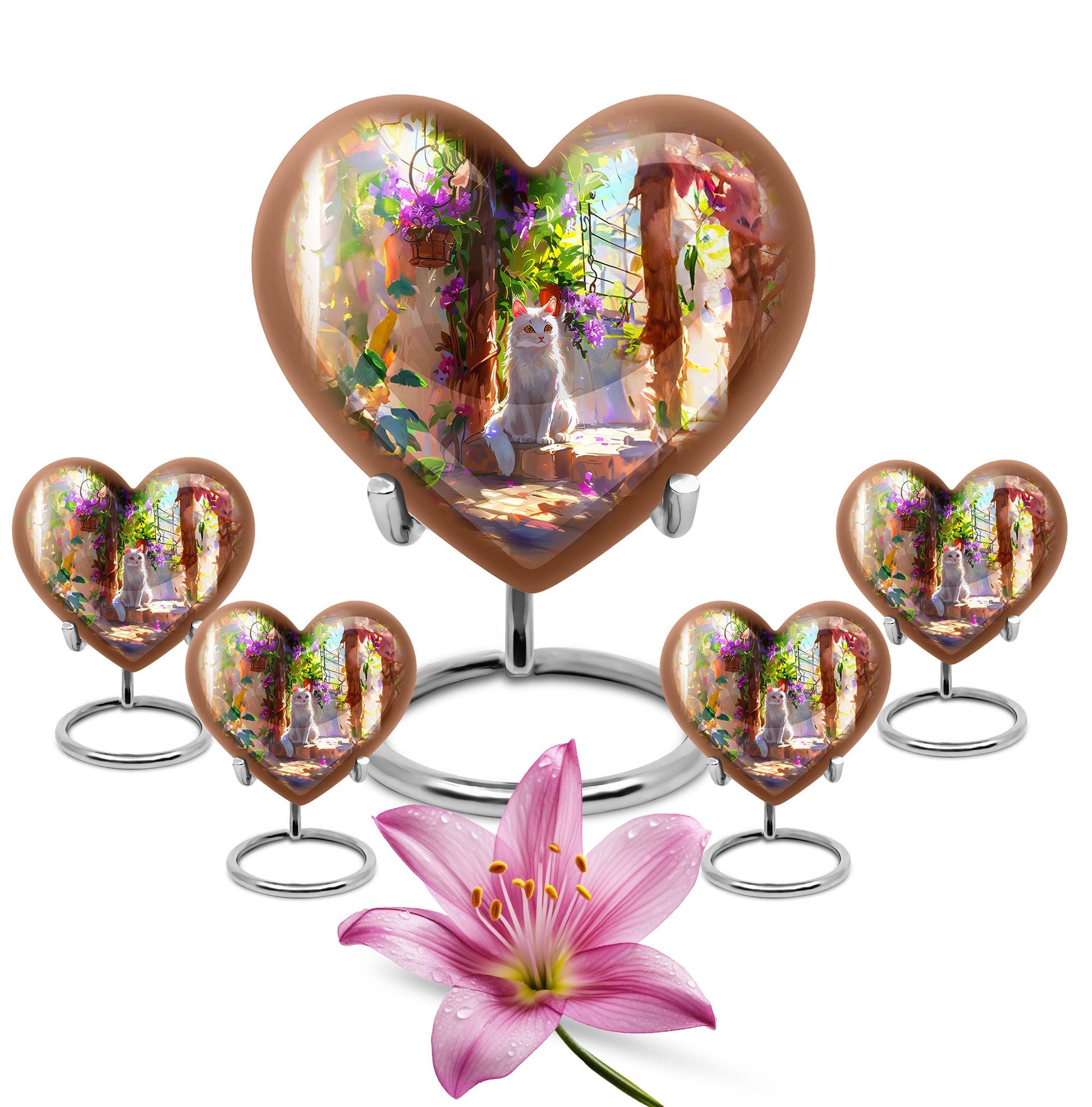 white heart-shaped memorial adult urn