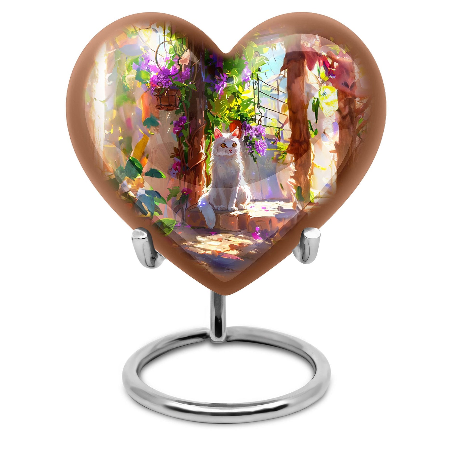 white heart-shaped memorial adult urn