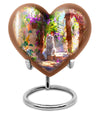 white heart-shaped memorial adult urn