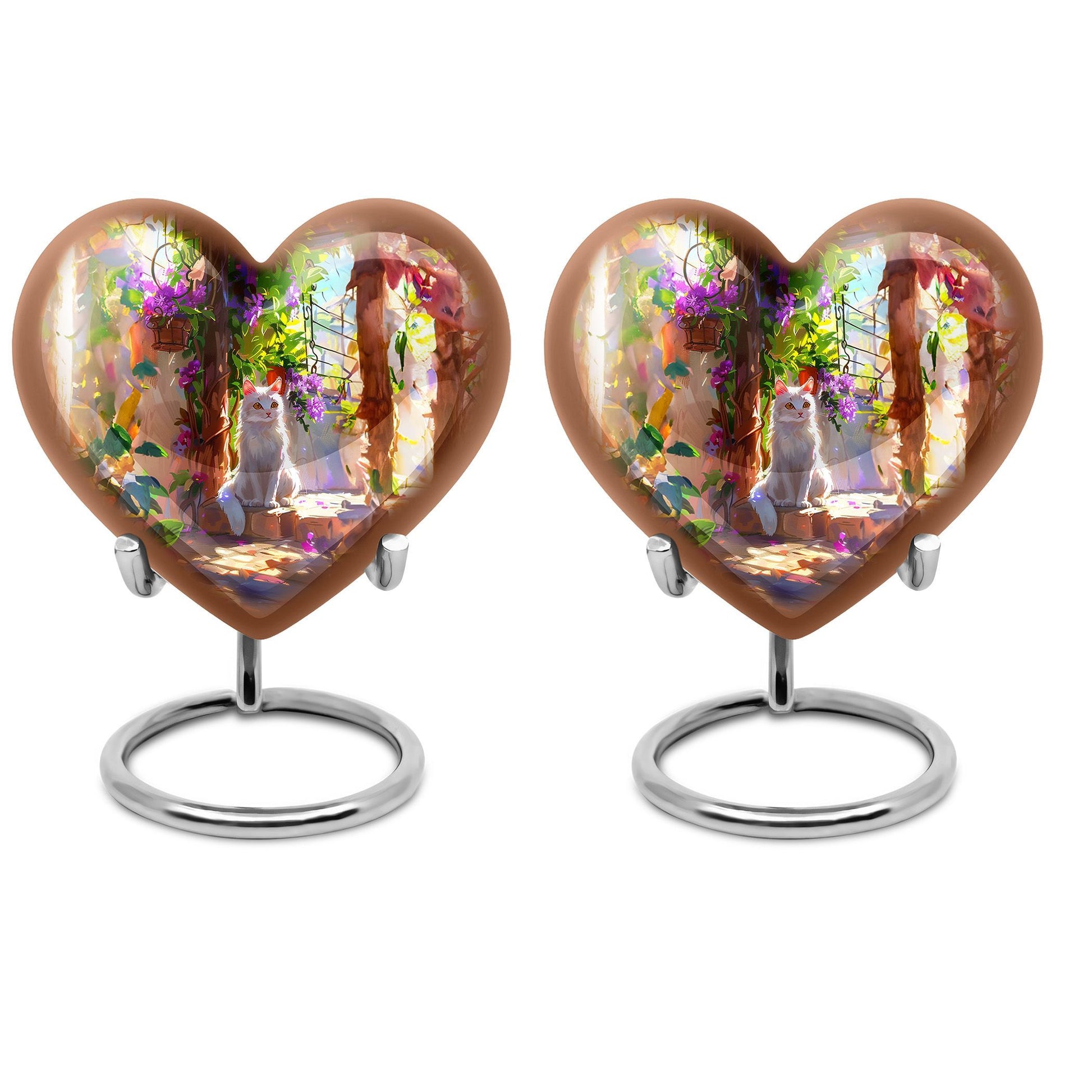 white heart-shaped memorial adult urn