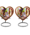 white heart-shaped memorial adult urn