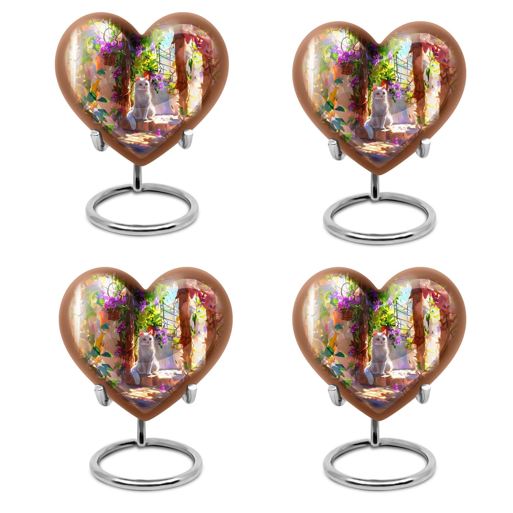 white heart-shaped memorial adult urn