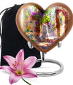 white heart-shaped memorial adult urn