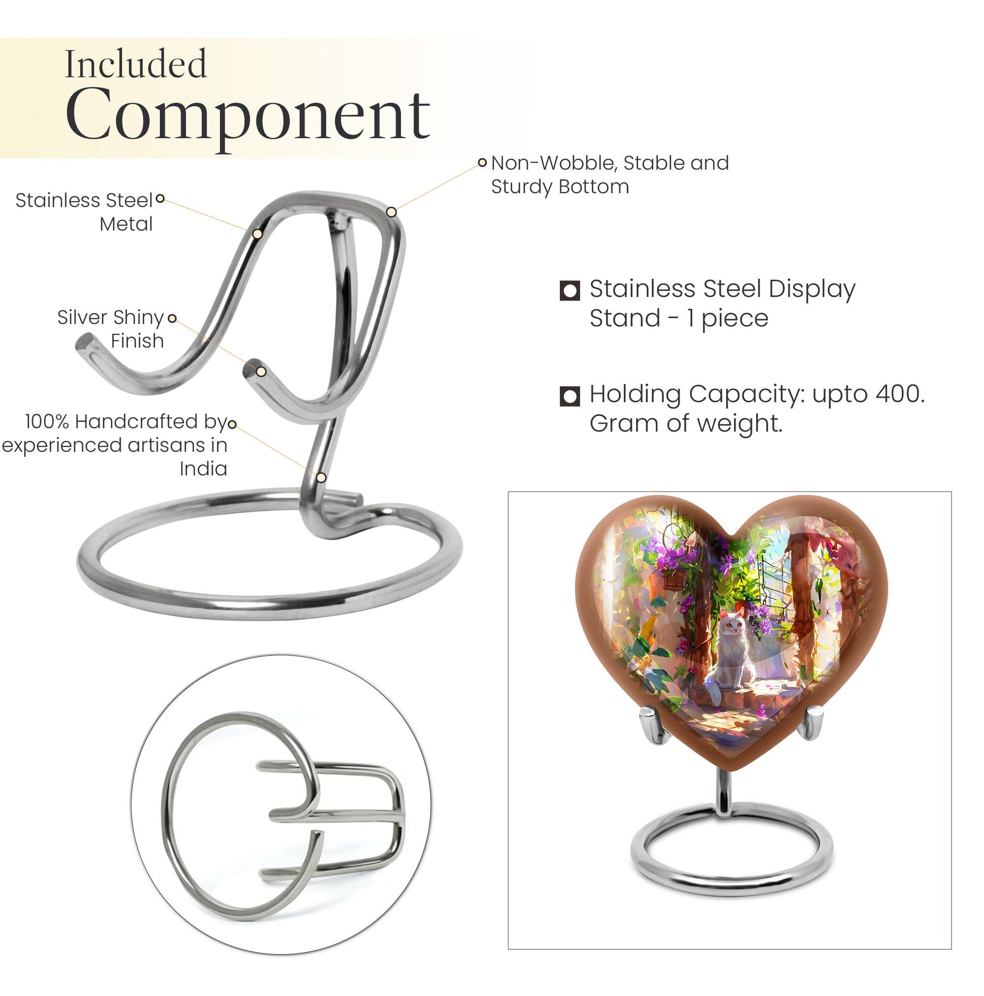 white heart-shaped memorial adult urn