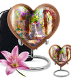 white heart-shaped memorial adult urn