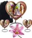 white heart-shaped memorial adult urn