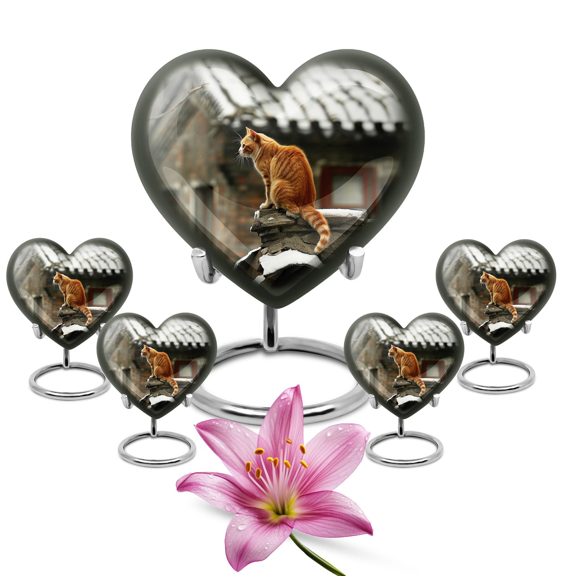 orange cat heart urn for ashes