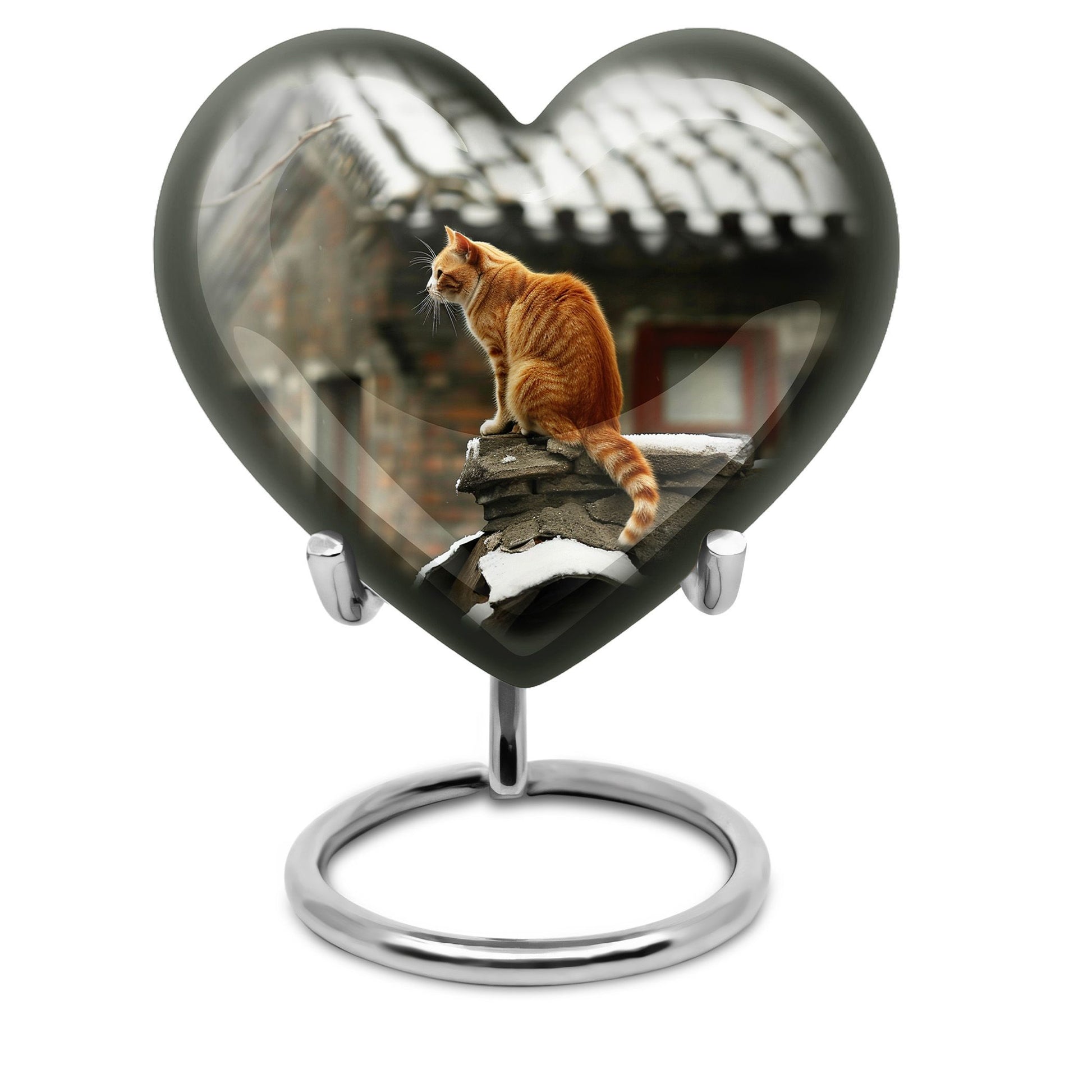 orange cat heart urn for ashes