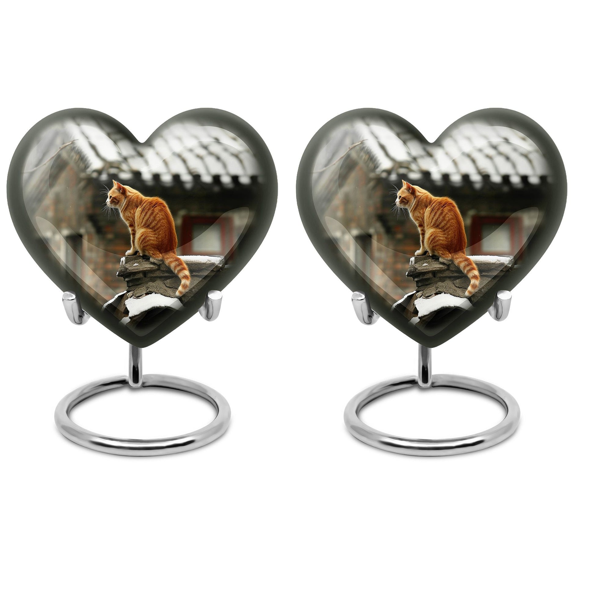 orange cat heart urn for ashes